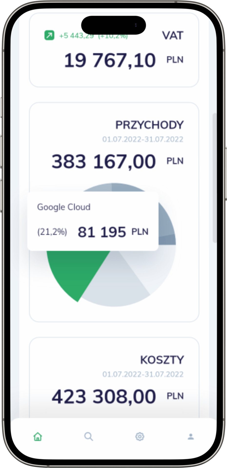 Mobile financial controlling view in Altera.app